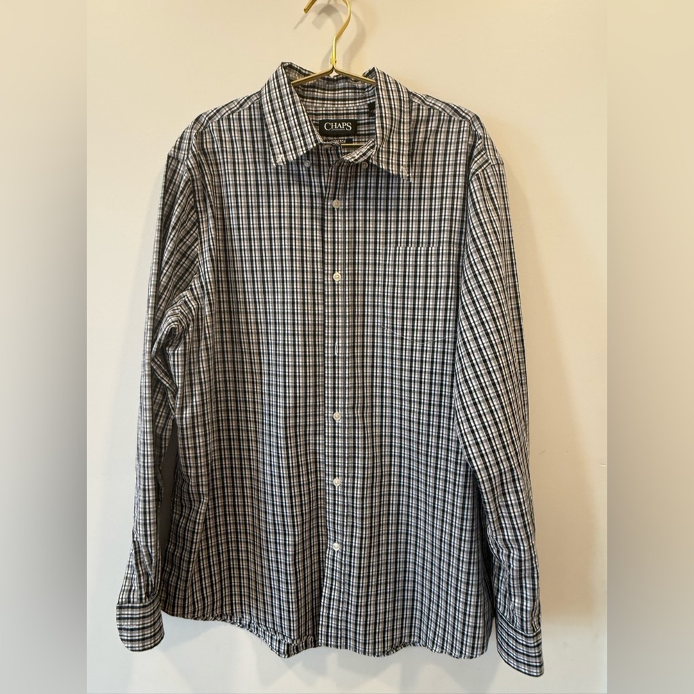 Chaps Men's Black and White Checkered Shirt